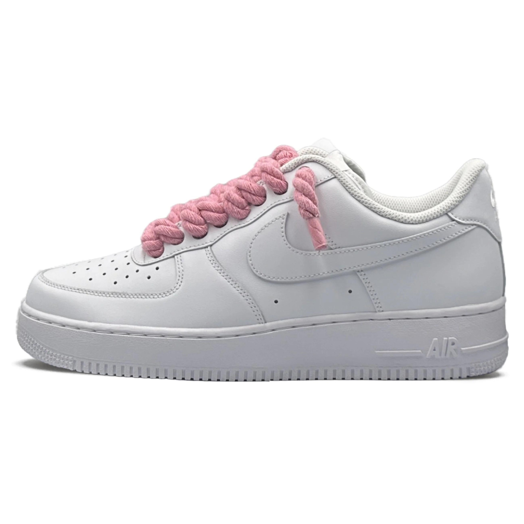 Lacets en corde blancs et roses AF1