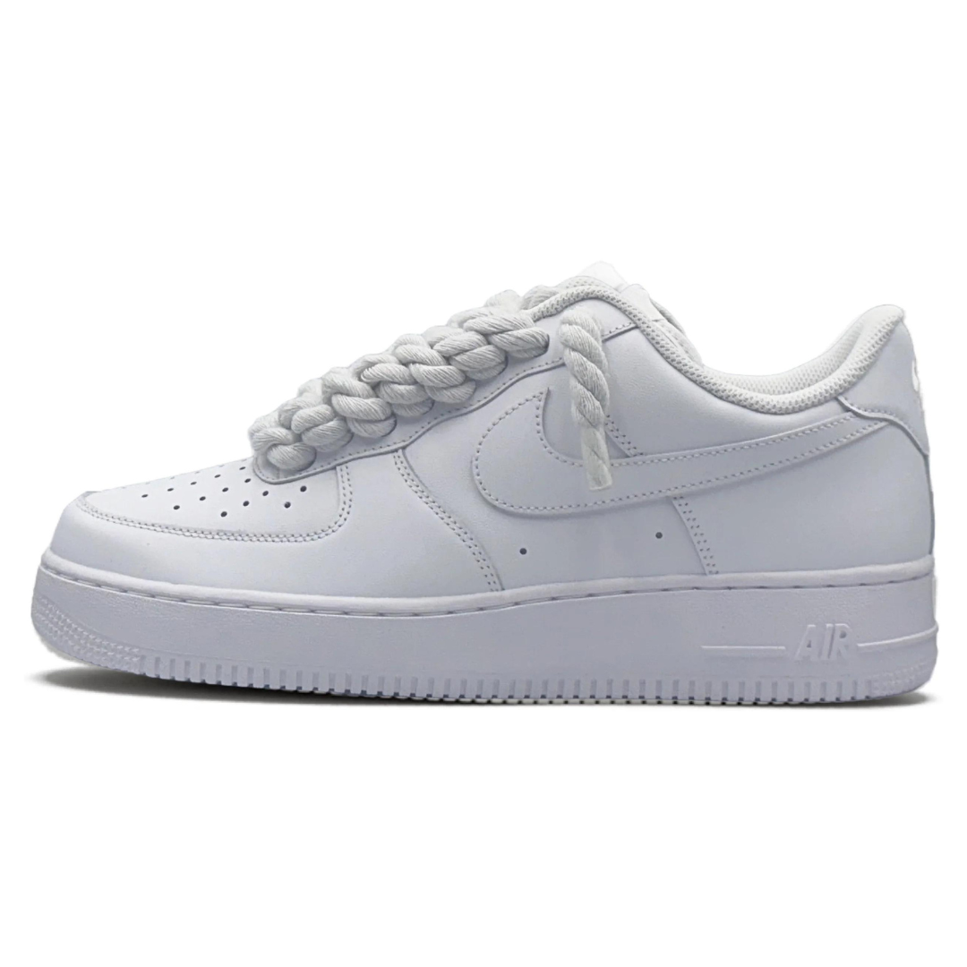 AF1 Blanc - Lacets en corde blanche