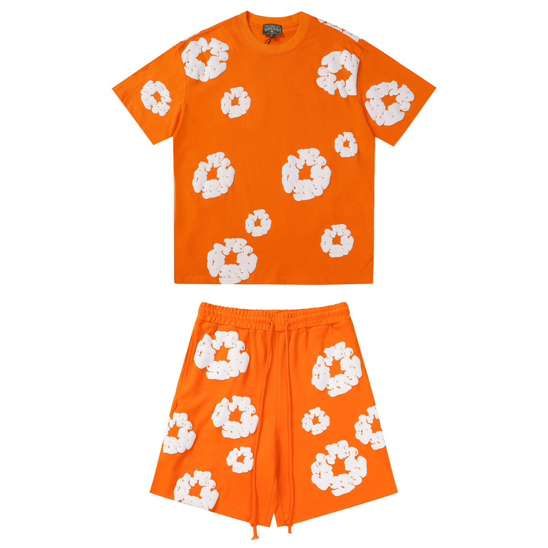Conjunto corto vaquero naranja Trs