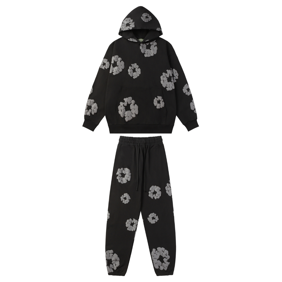 Survêtement en denim noir et gris