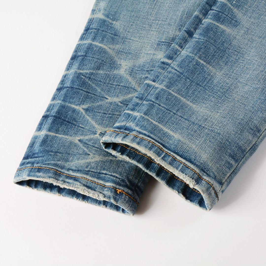 Amr Dragon Blue Patch Jeans