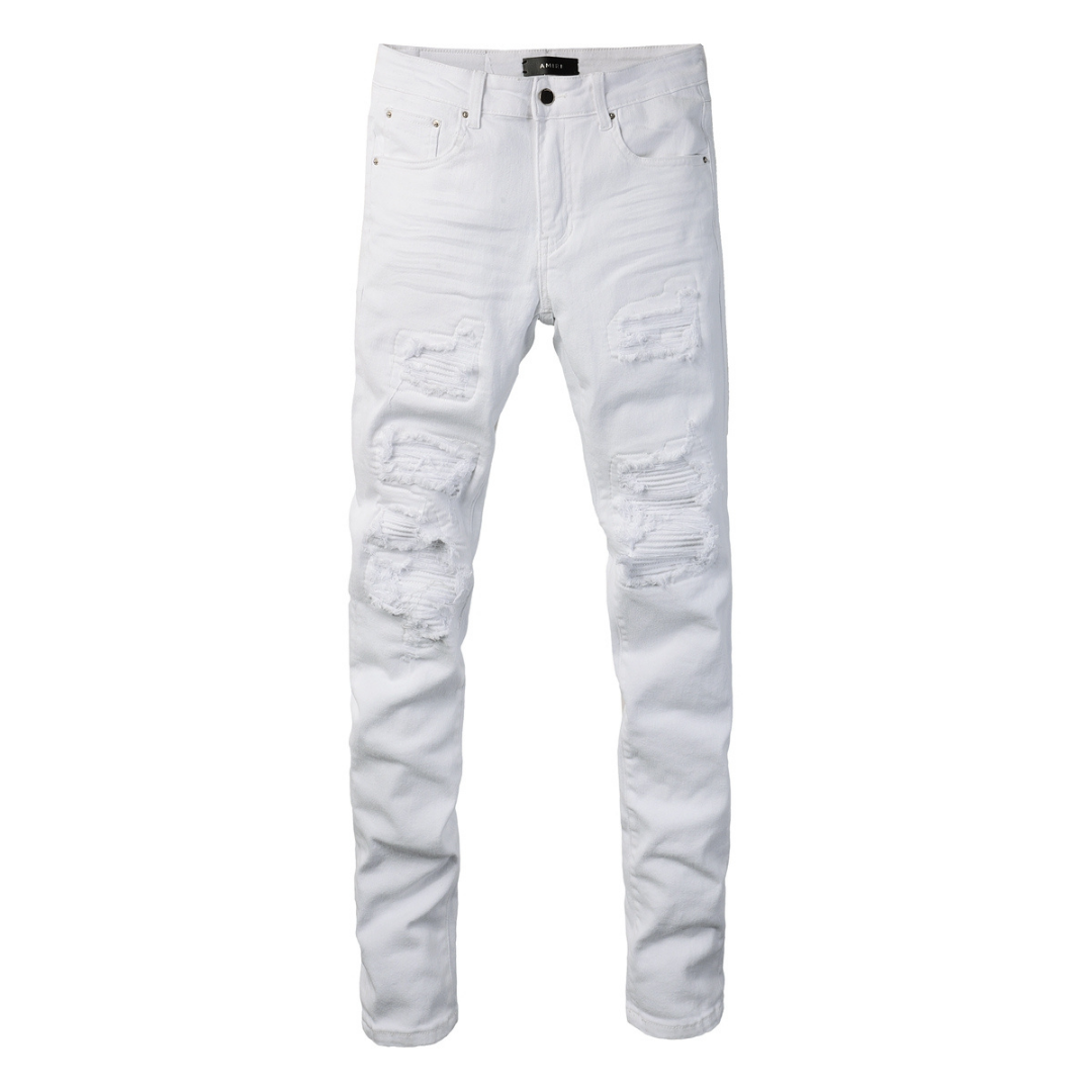 Amr White Distressed Jeans