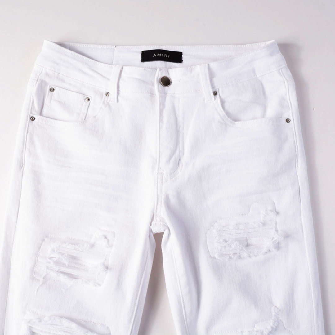 Amr White Distressed Jeans