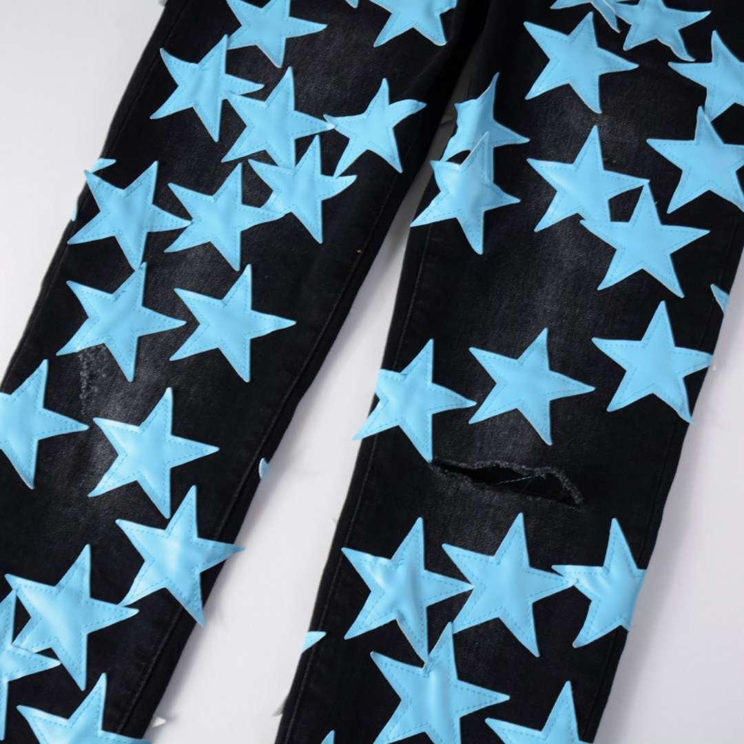 Amr Blue Star Patch Jeans