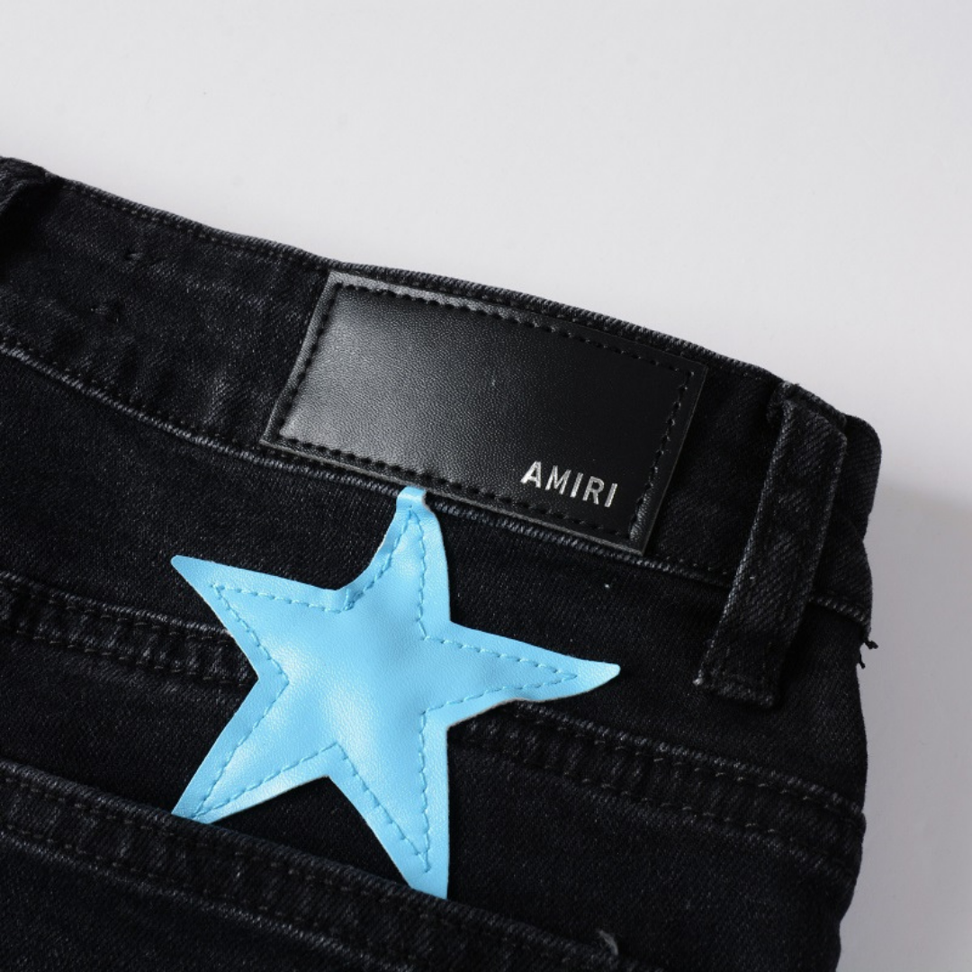 Amr Blue Star Patch Jeans