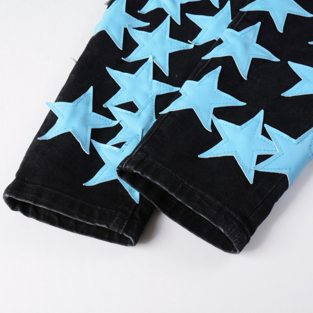 Amr Blue Star Patch Jeans