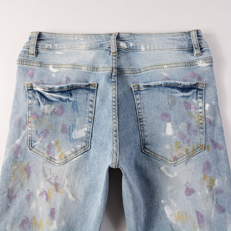 Amr Paint Splatter Blue Jeans