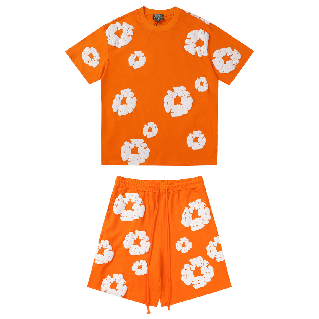 Denim Trs Orange Short set