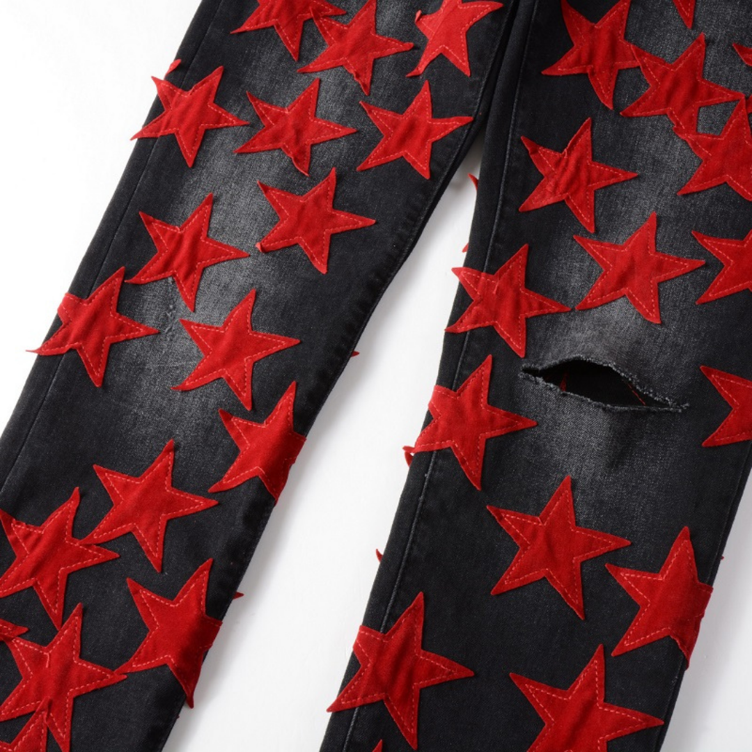 Amr Red Star Patch Jeans