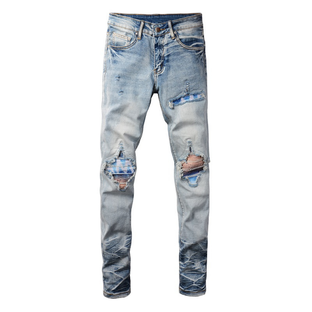 Amr Blue Patch Logo Jeans