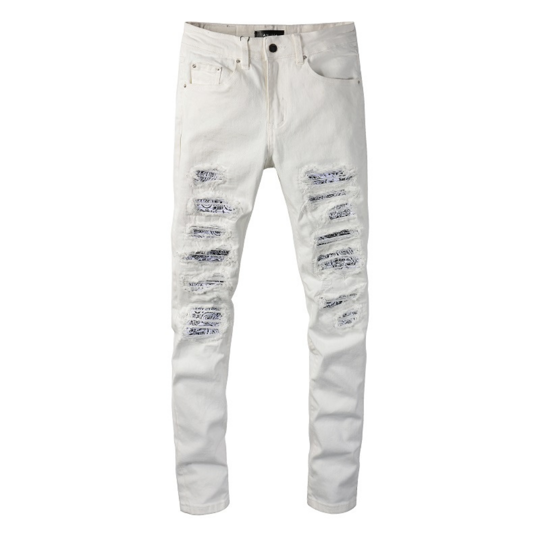 Amr White Ripped Jeans