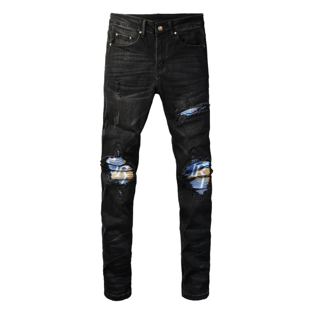 Amr Black Patch Logo Jeans