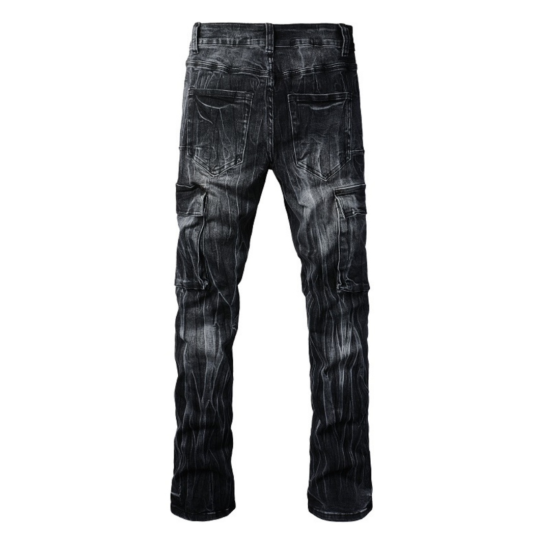 Amr Black Distressed Flared Jeans