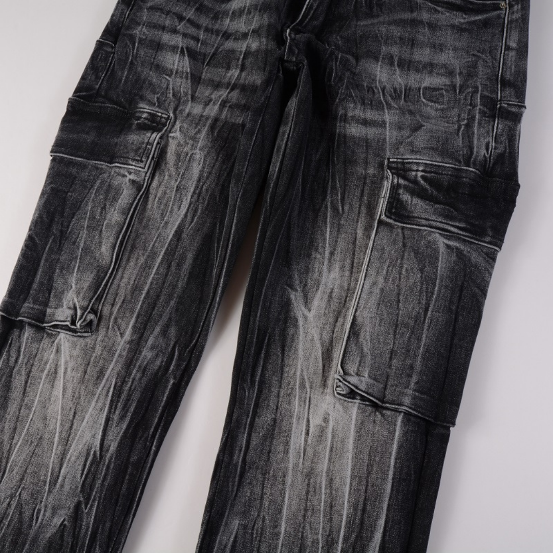 Amr Black Distressed Flared Jeans