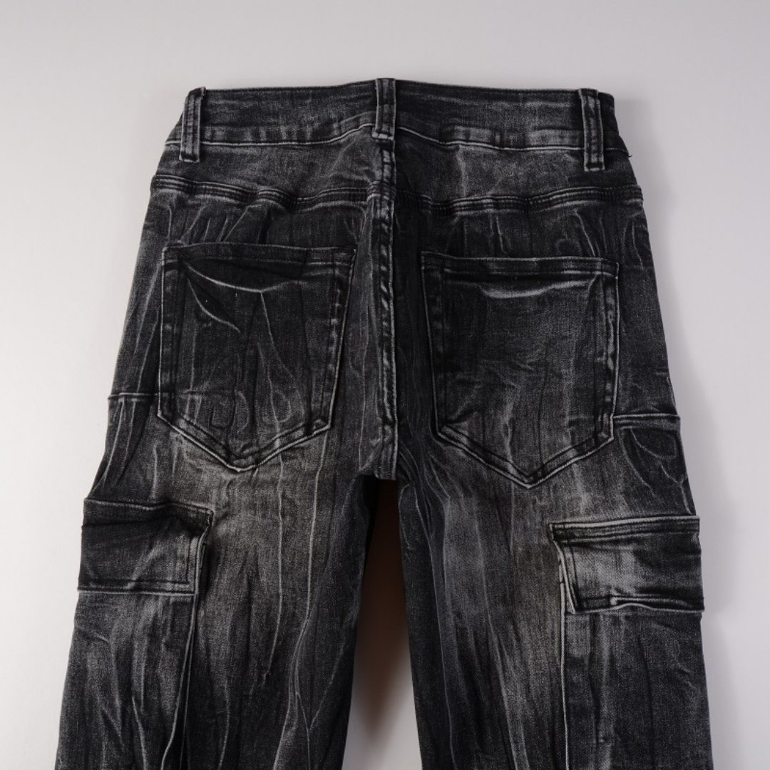 Amr Black Distressed Flared Jeans