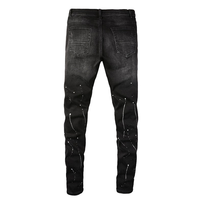 Amr Paint Diamonds Black Jeans