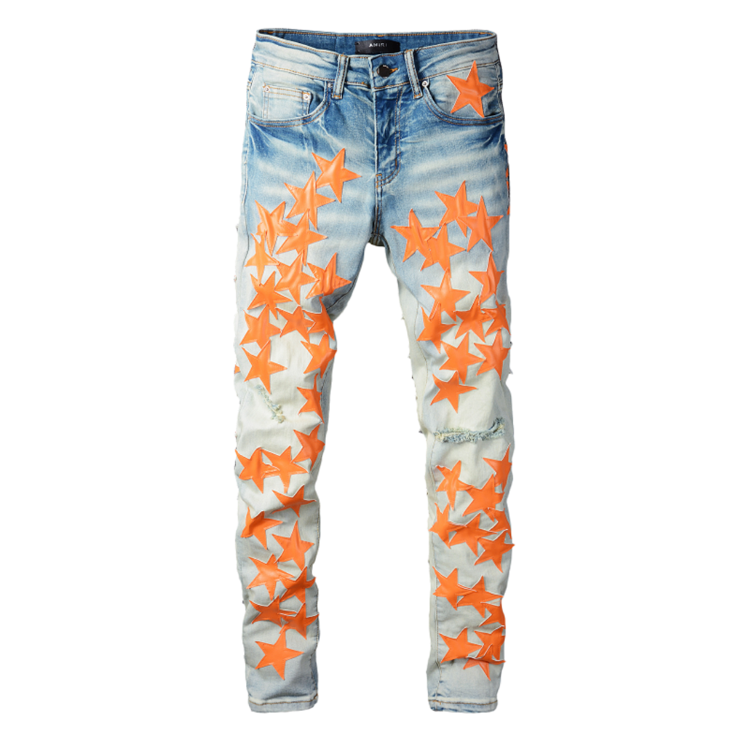 Amr Orange Star Patch Jeans