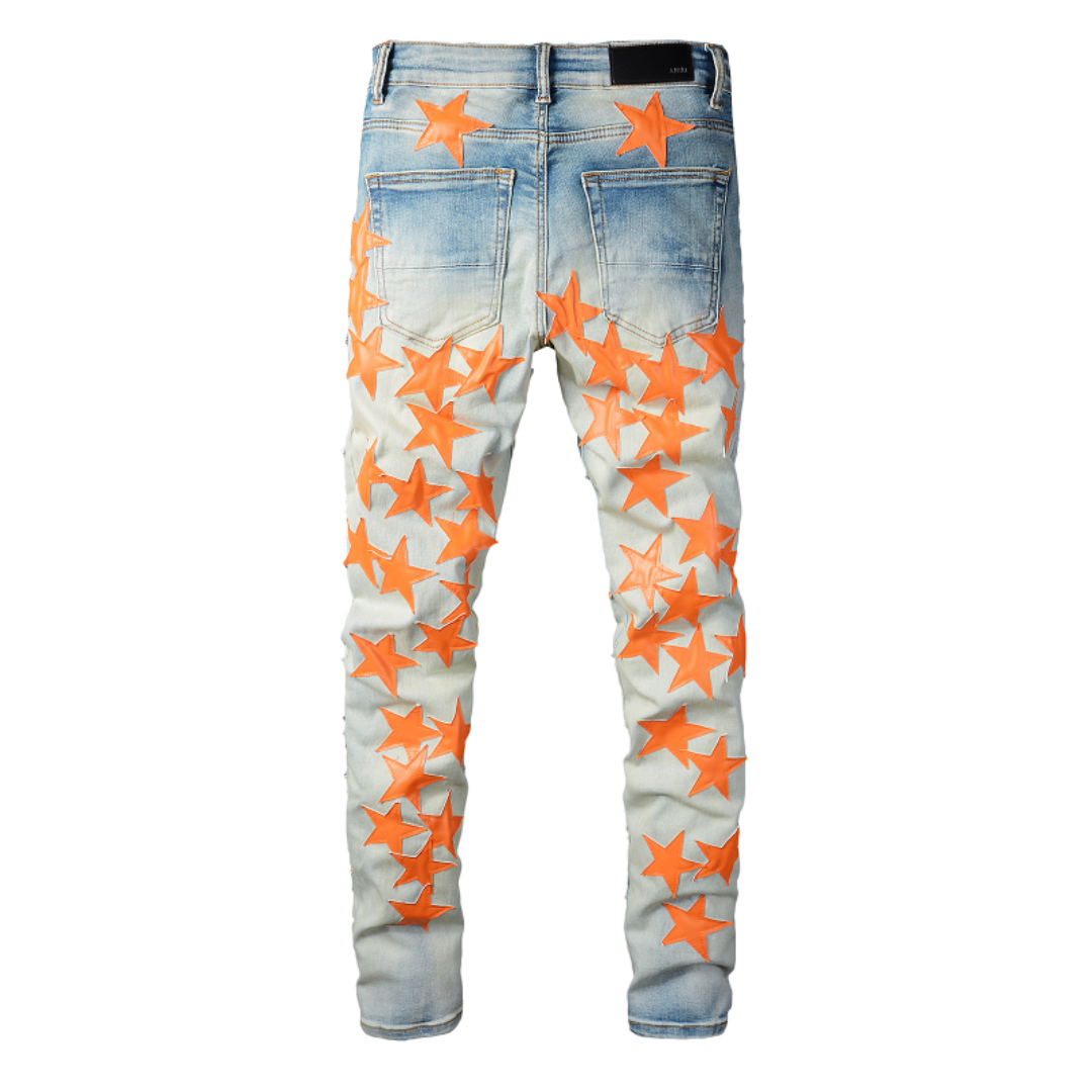 Amr Orange Star Patch Jeans