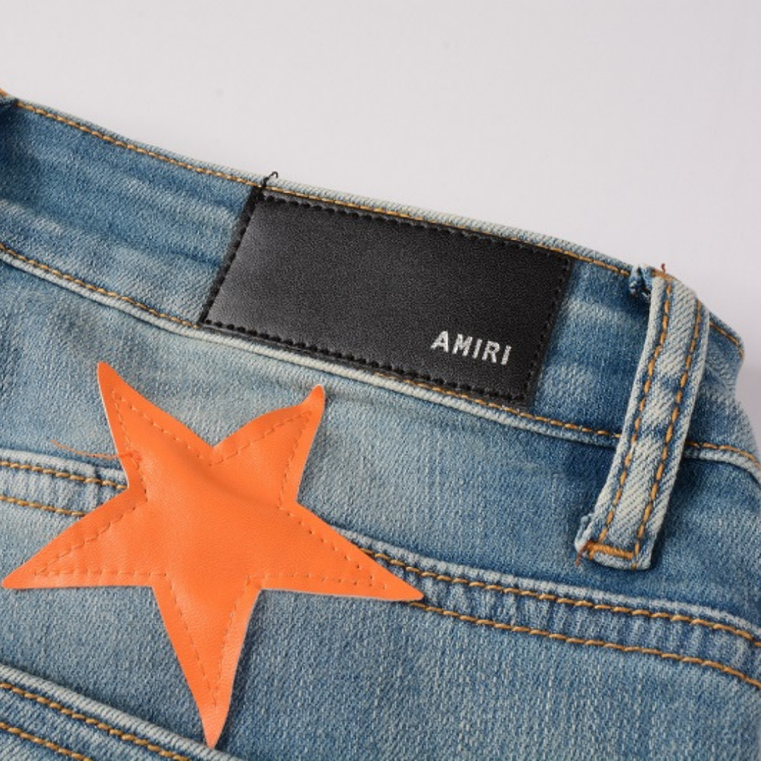 Amr Orange Star Patch Jeans