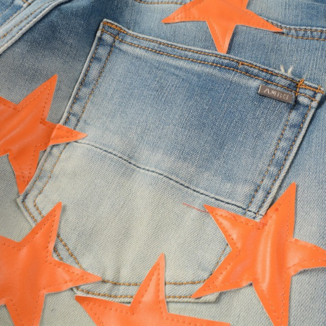 Amr Orange Star Patch Jeans