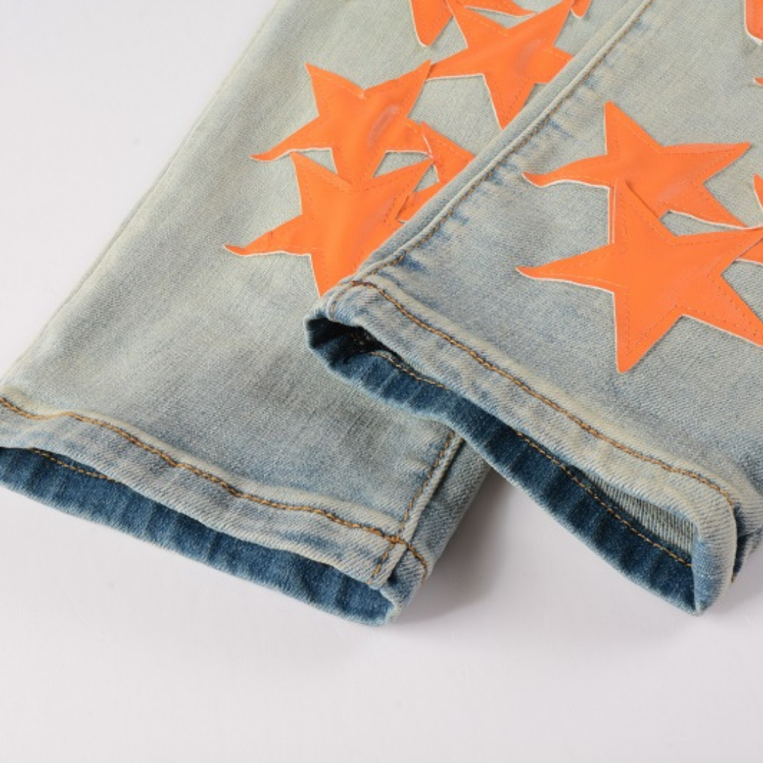 Amr Orange Star Patch Jeans