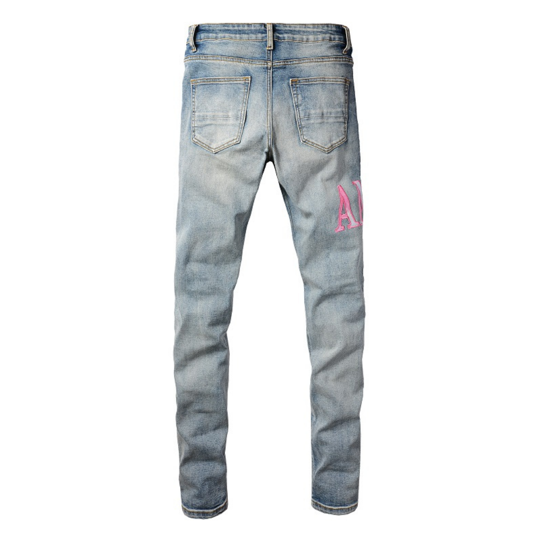 Amr Logo Distressed Jeans