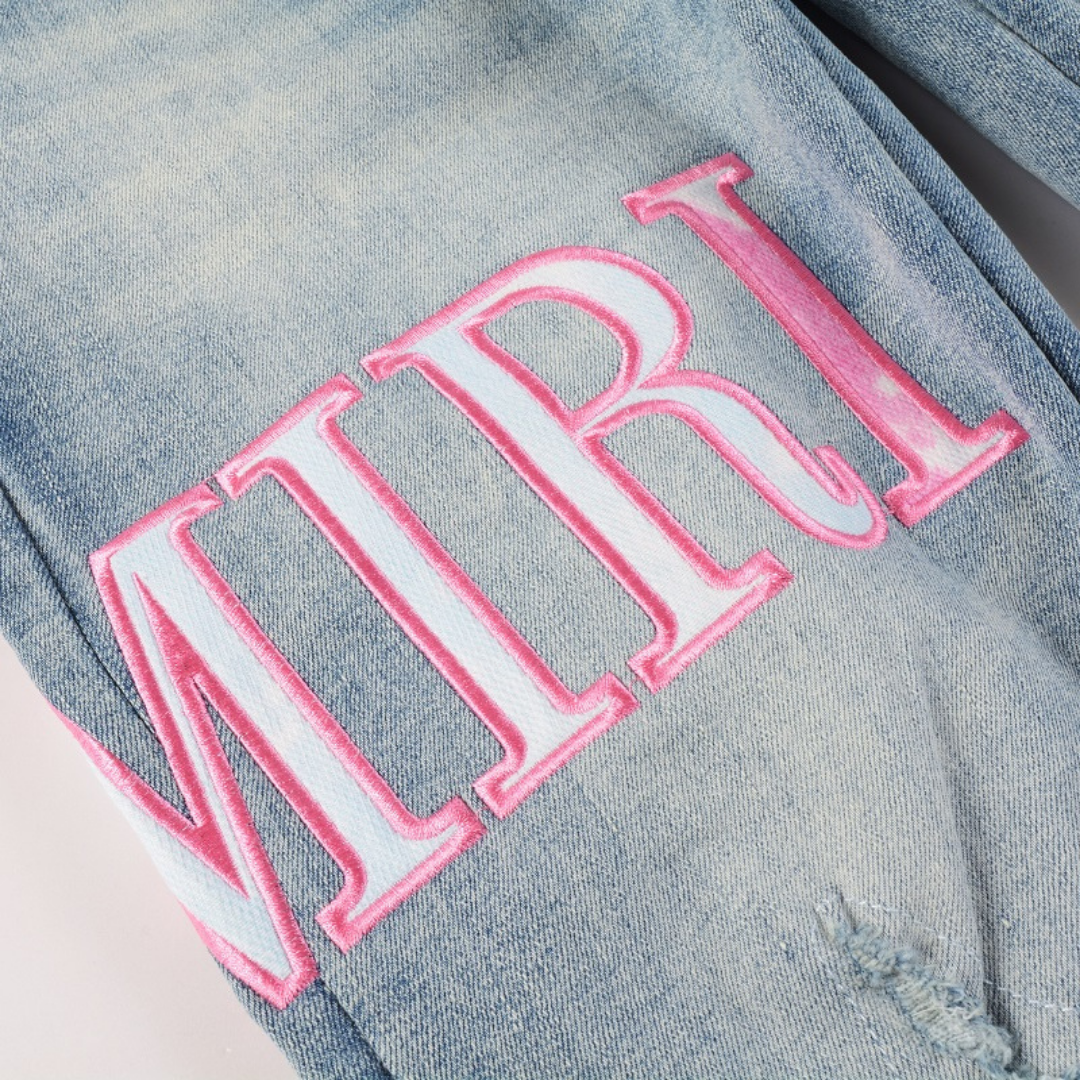 Amr Logo Distressed Jeans