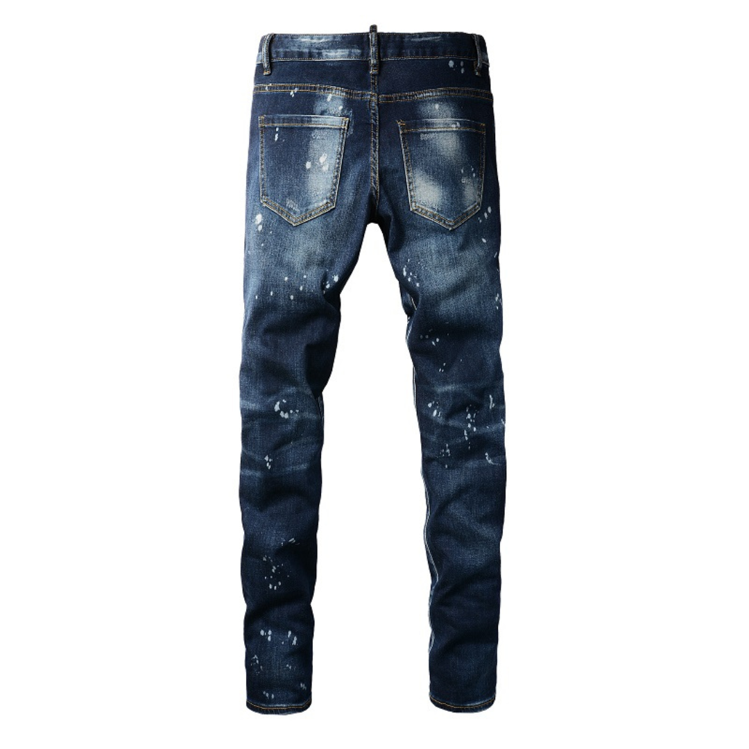 Amr Paint Drip Blue Jeans