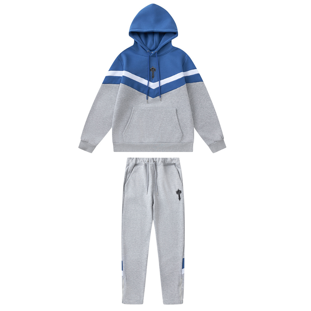 V-Stripe Hooded Blue Tracksuit