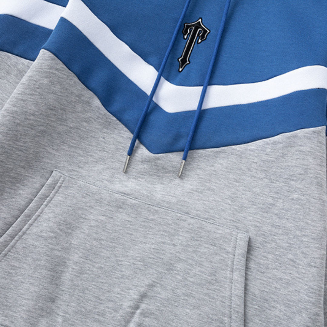 V-Stripe Hooded Blue Tracksuit