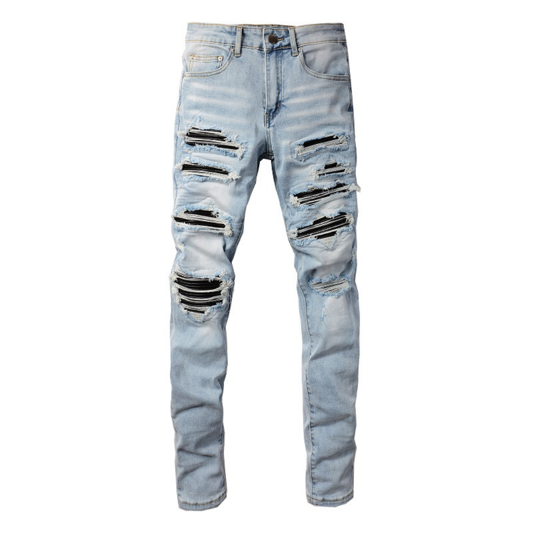 Amr Black Patch Blue Jeans