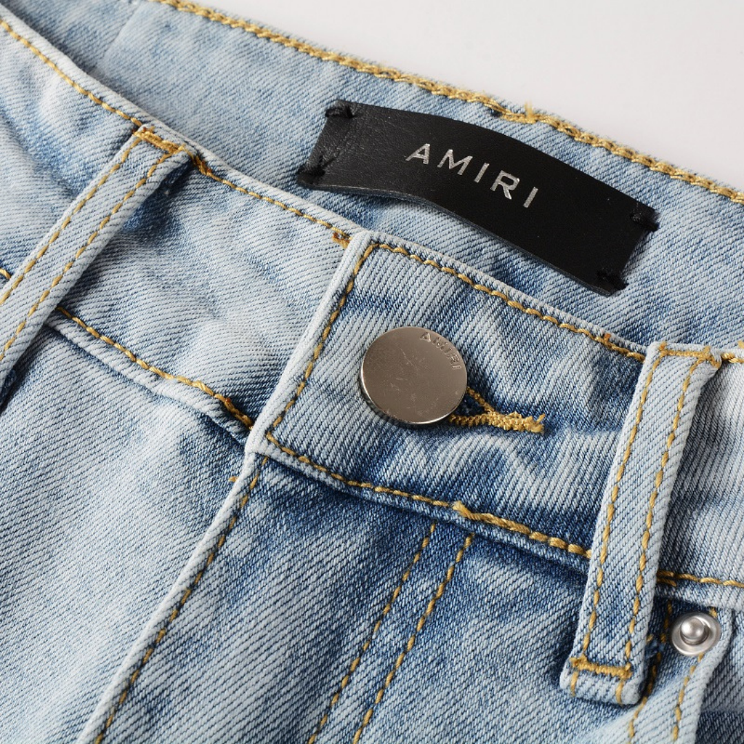 Amr Black Patch Blue Jeans