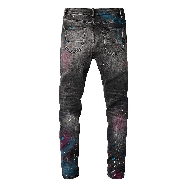 Amr Paint Sprayed Black Jeans