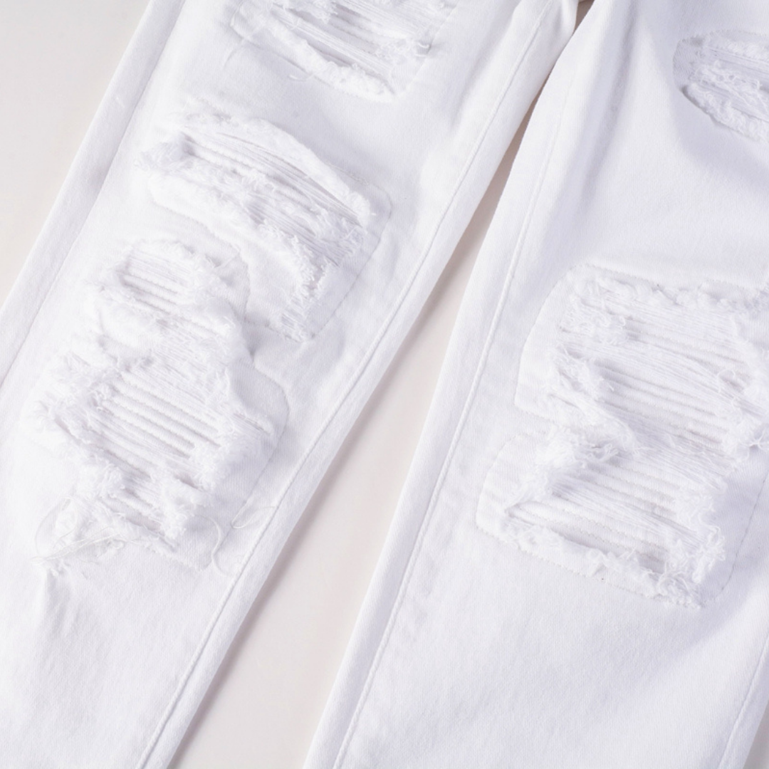 Amr White Distressed Jeans