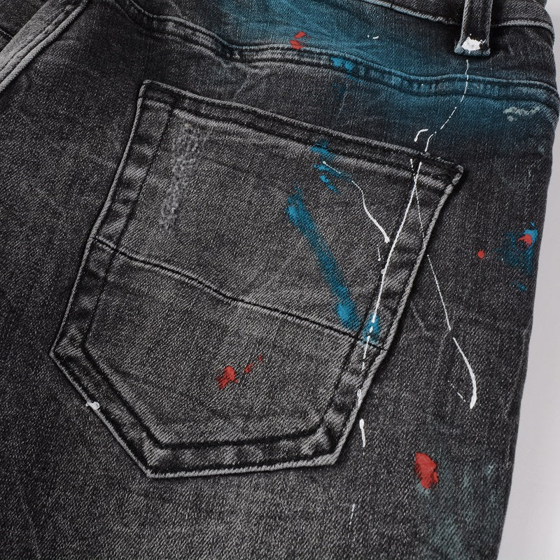 Amr Paint Sprayed Black Jeans