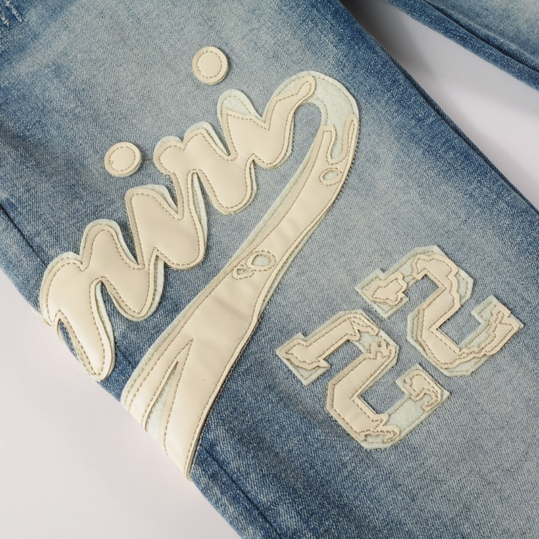 Amr White Logo Jeans