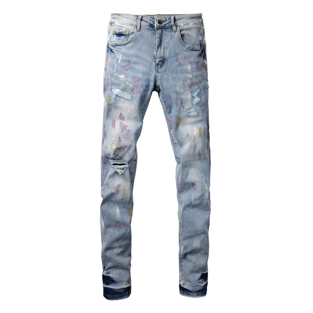 Amr Paint Splatter Blue Jeans