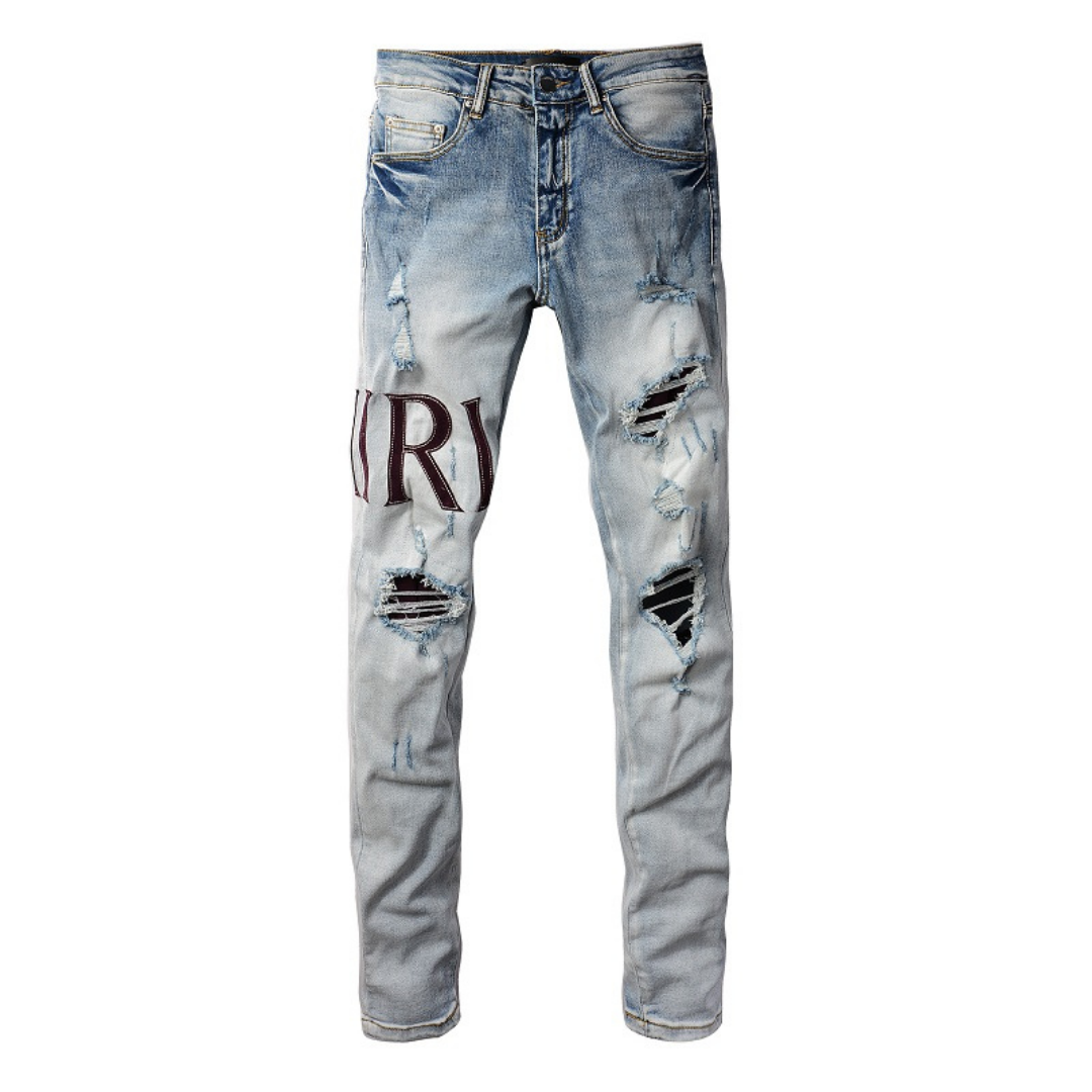 Amr Logo Distressed Jeans