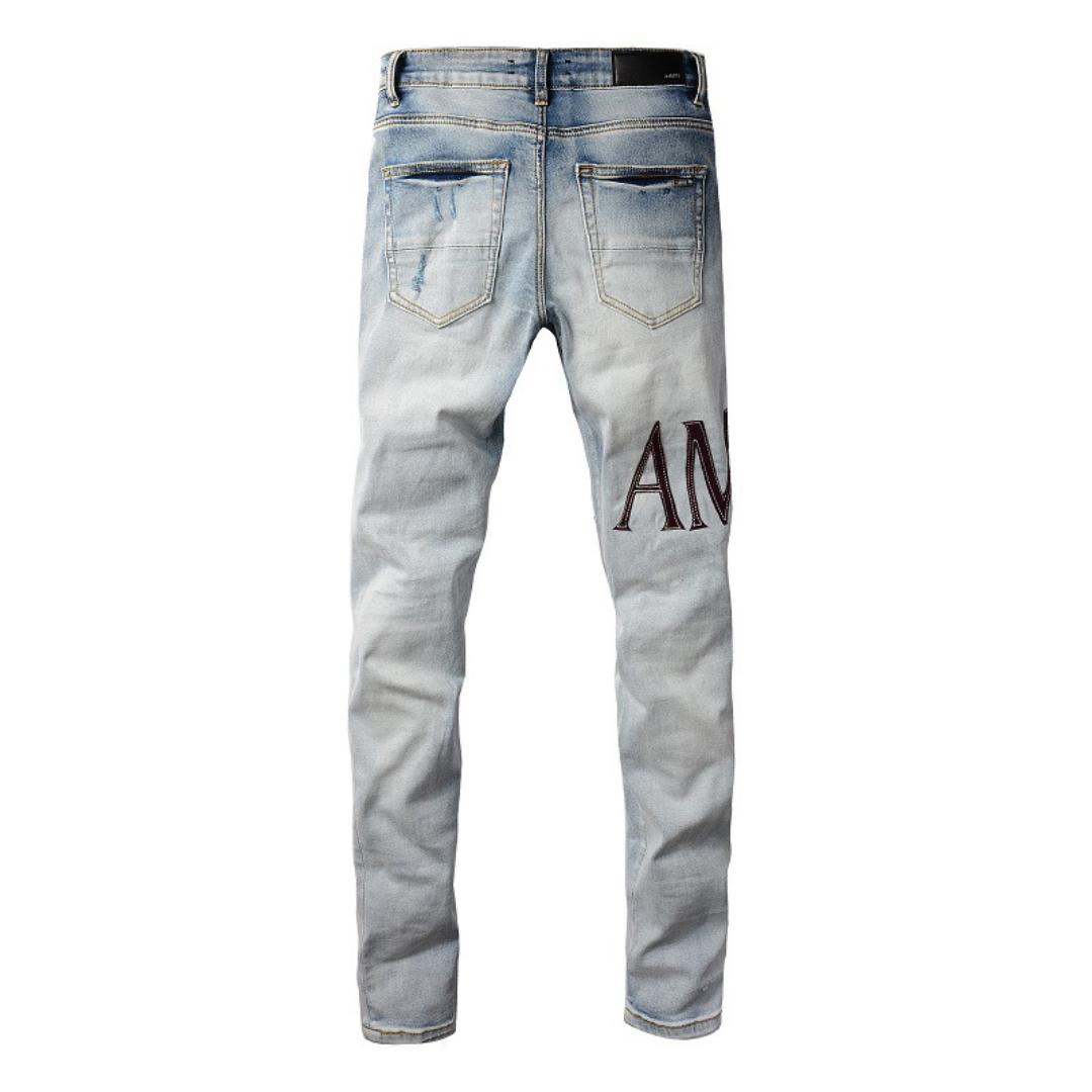 Amr Logo Distressed Jeans